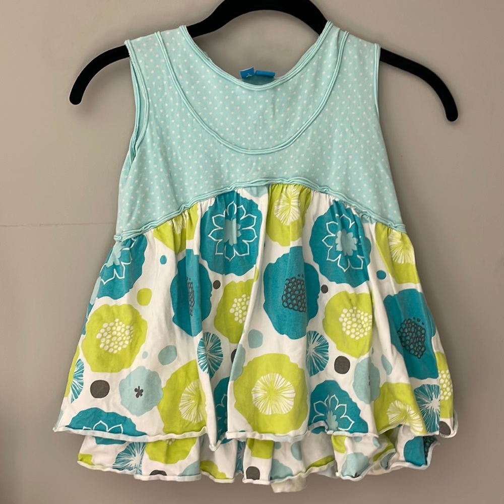 FLOWER PRINT POLKA DOT GIRLS DRESS